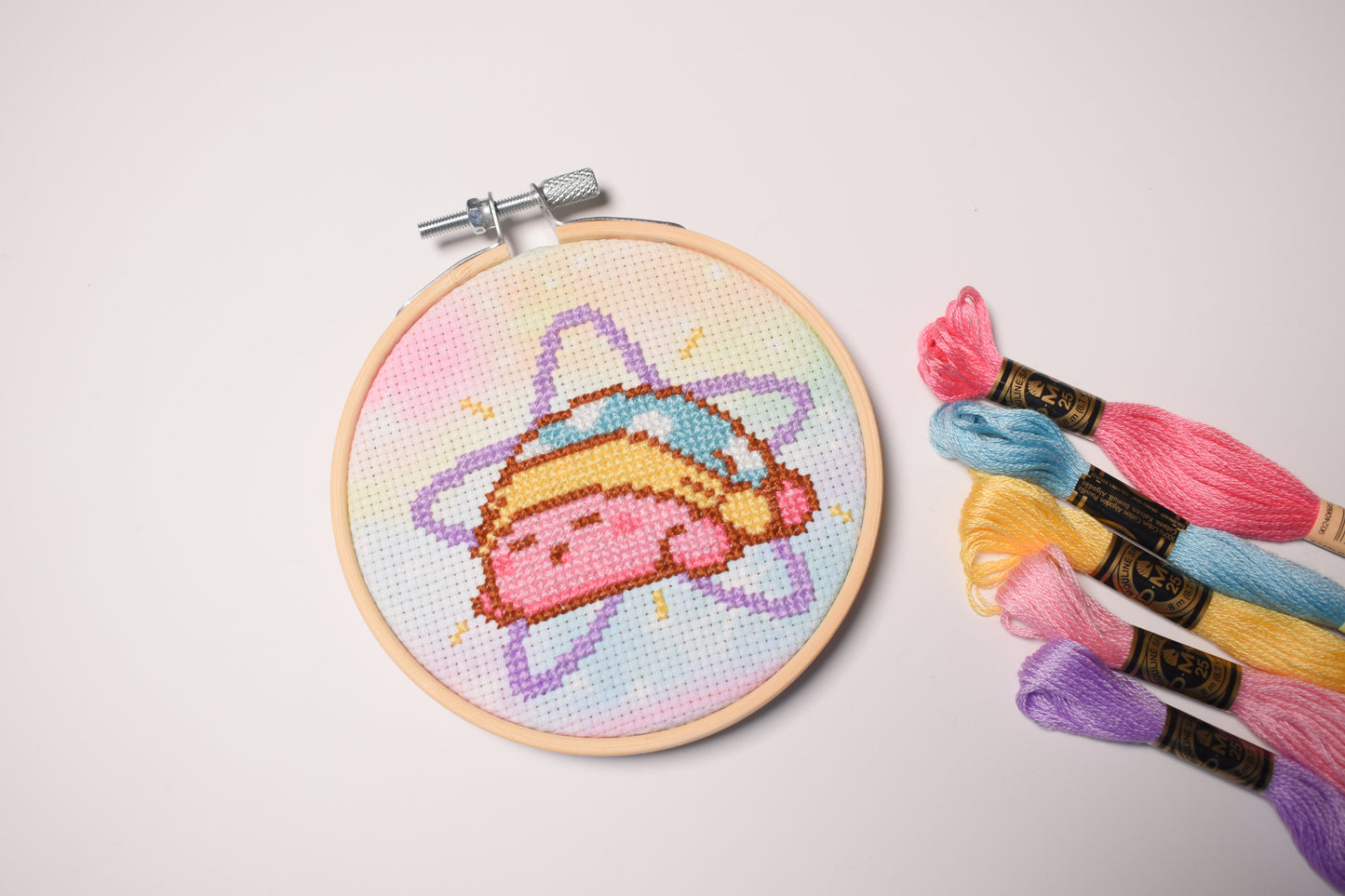 Sleeping Kirby Beginner Friendly Cross Stitch Kit