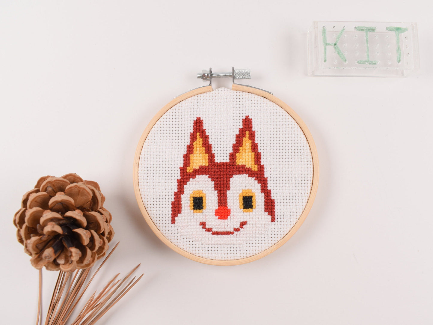 Rudy Animal Crossing Cross Stitch Kit, ACNH Villager Rudy DIY Embroidery Kit, cat craft diy kit