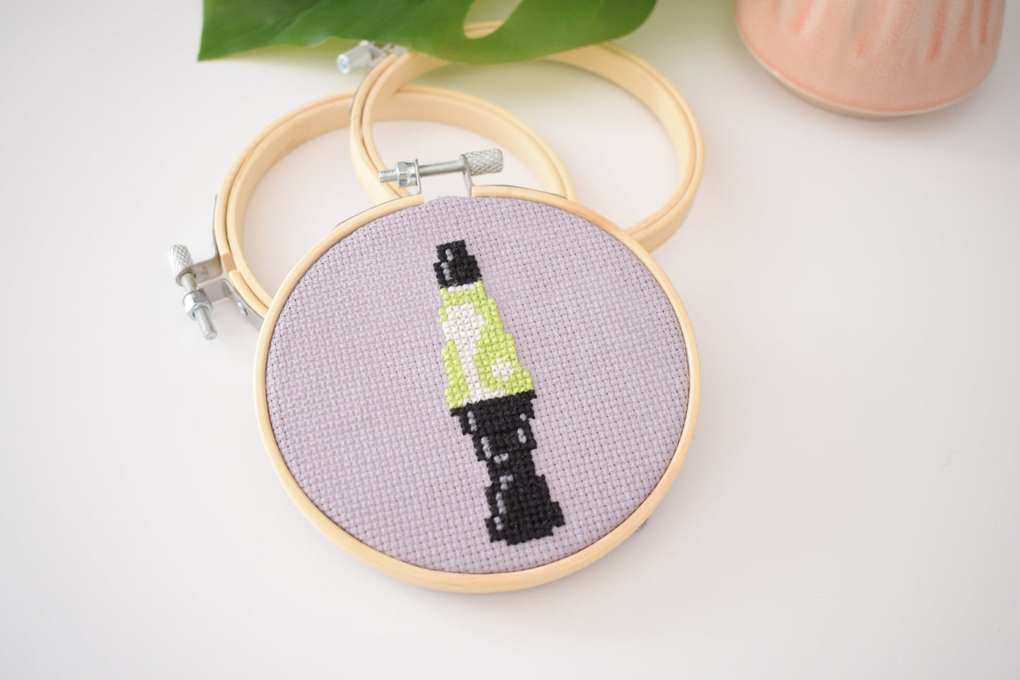 Lava Lamp Cross Stitch Kit, DIY fun stitch kit, Glow in the Dark effect Lava Lamp, Lamp DIY embroidery Kit