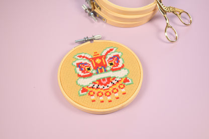 Lunar New Year Lion Beginner Friendly Cross Stitch Kit