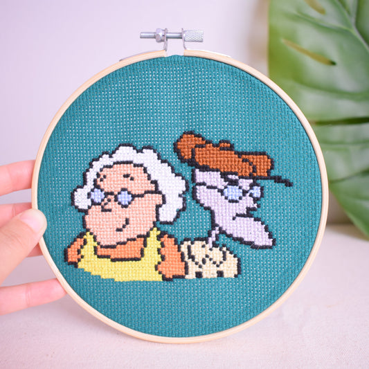 Courage the Cowardly Dog Eustace and Murial Beginner Friendly Cross Stitch Kit