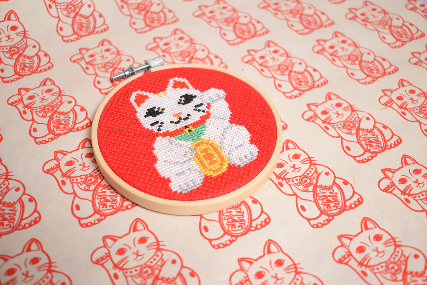 Lucky Cat Cross Stitch Kit