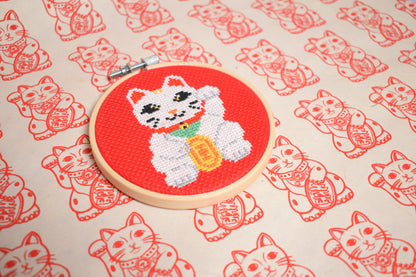 Lucky Cat Cross Stitch Kit