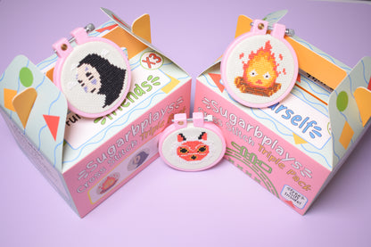 Studio Ghibli - No Face, Mononoke, Calcifer Triple Pack Cross Stitch Kit