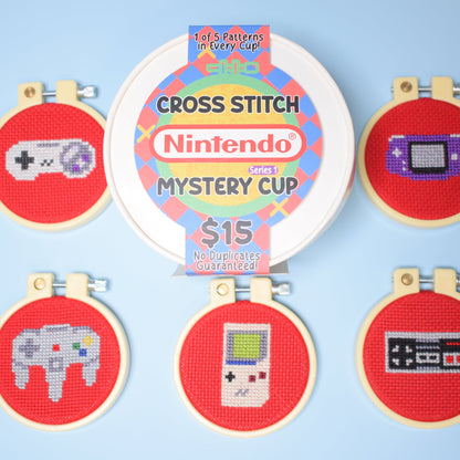 Retro Video Game Controllers and Handhelds Mystery Cup Mini Cross Stitch Kit
