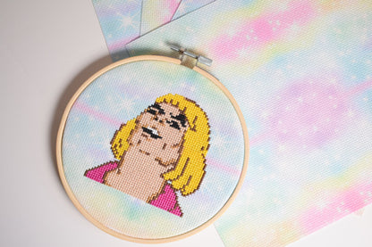 He-Man memes Cross Stitch Kit (comes with special printed fabric)- 6inch