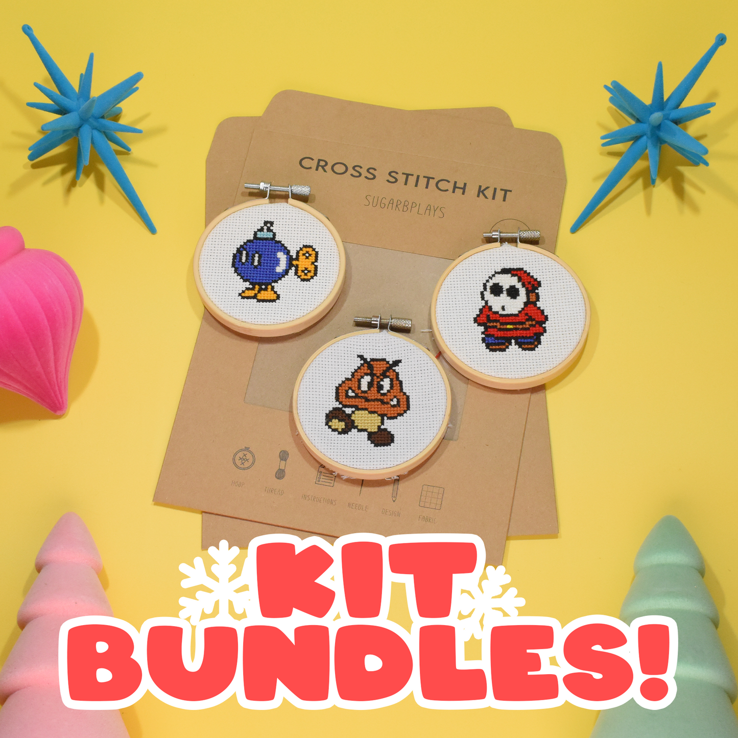 3 inch Mario, Goomba, Bob-omb Holiday bundle kit