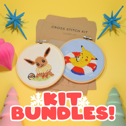 Holiday Bundle - Eevee and Pikachu Cross Stitch Kits