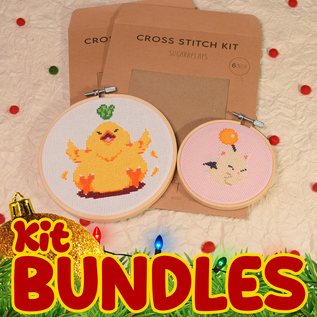 Kit Bundle - Fat Chocobo and Moogle Cross Stitch Kits