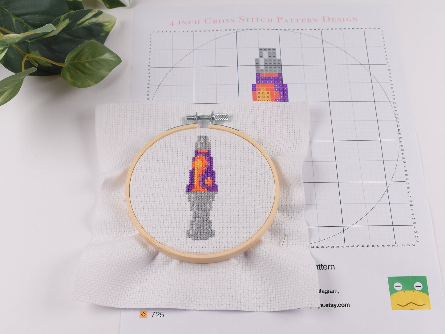 Beginner Friendly DIY Lava lamp Cross Stitch Kit, Purple Lava Embroidery Beginner Kit,