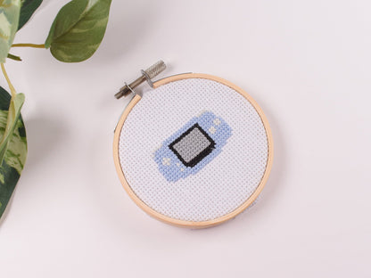 Mini Cross Stitch kits (3pack), 3inch Retro Hobby Craft Kits, Beginner Friendly DIY Kits, Game boy original, Game boy advance, SNES)