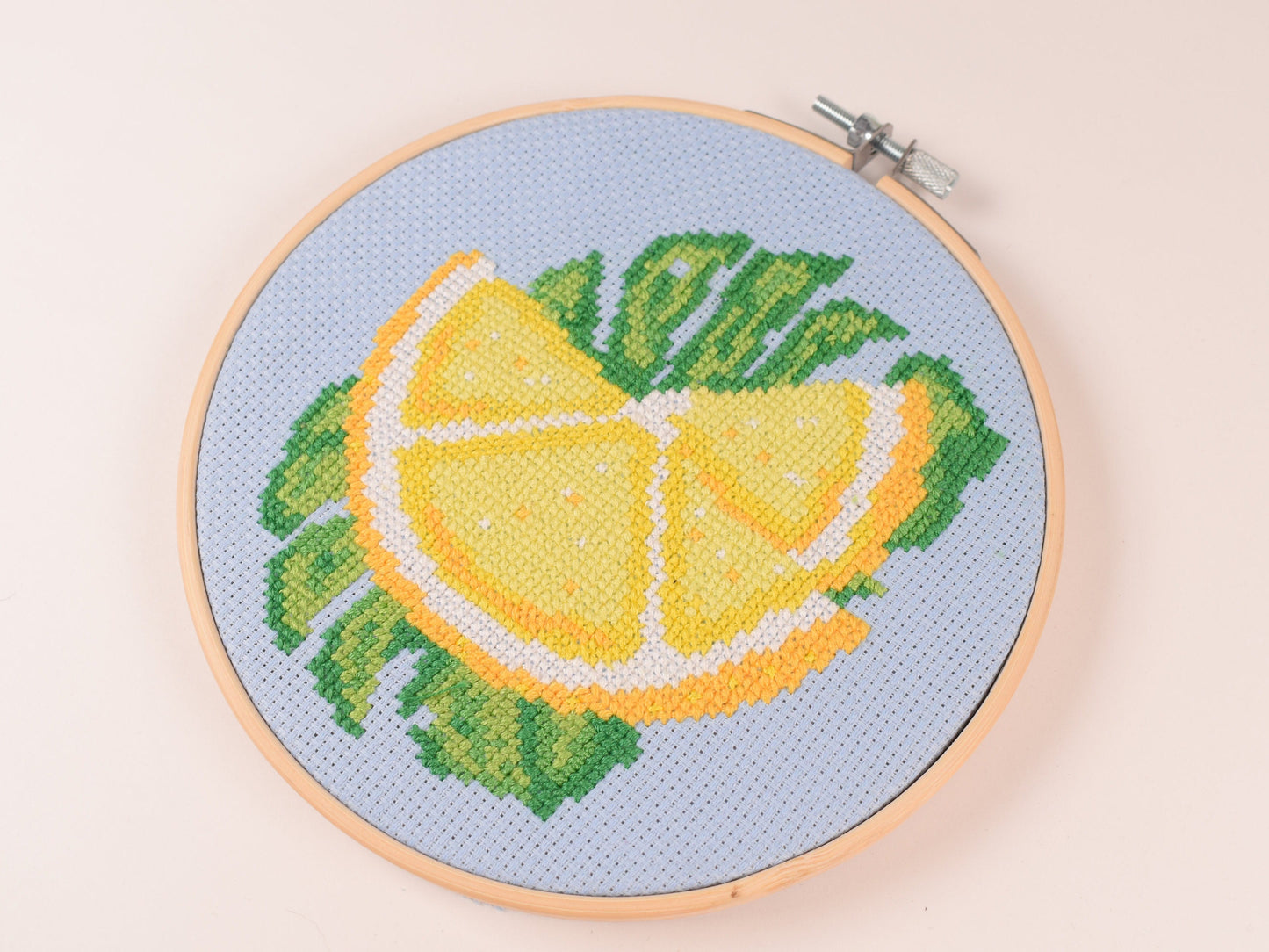 Lemon Monstera Leaf Cross Stitch Kit