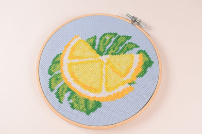 Monstera Leaf Cross Stitch PDF Digital Pattern, Lemon Cross Stitch Pattern, Monstera Leaf embroidery pattern, Plants Pattern,
