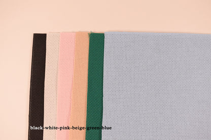 14 count Aida pre-cut fabric 6 pack (mix match), 14ct Cross Stitch Fabric, Pink Aida, Green Aida, Blue Aida, Black Aida and White Aida