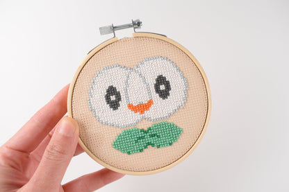Pokemon Rowlet Cross Stitch Pattern, Rowlet Embroidery Digital Pattern, Pokemon Easy Cute Pattern Instant download