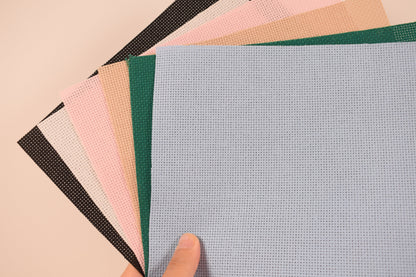 14 count Aida pre-cut fabric 6 pack (mix match), 14ct Cross Stitch Fabric, Pink Aida, Green Aida, Blue Aida, Black Aida and White Aida