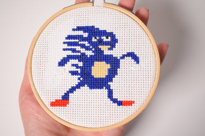 Funny Cross Stitch Pattern, Ugly Sonic Sanic Embroidery pattern, Nerdy Cross Stitch Pattern, mini stitch pattern