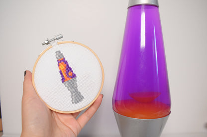 Beginner Friendly DIY Lava lamp Cross Stitch Kit, Purple Lava Embroidery Beginner Kit,