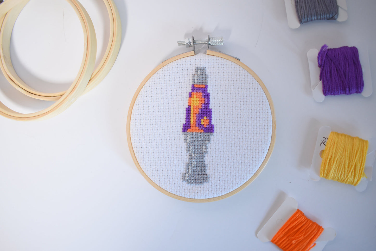 Beginner Friendly DIY Lava lamp Cross Stitch Kit, Purple Lava Embroidery Beginner Kit,