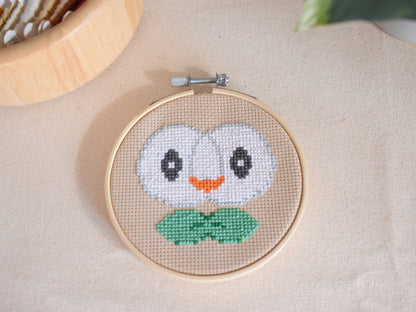 Pokemon Rowlet Cross Stitch Pattern, Rowlet Embroidery Digital Pattern, Pokemon Easy Cute Pattern Instant download