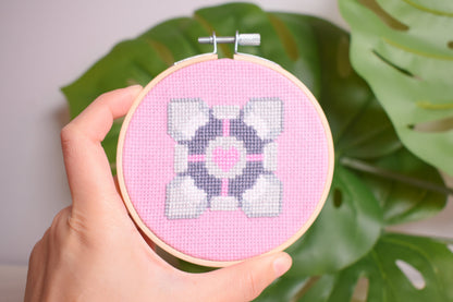 Weighted Companion Cube Counted Cross Stitch PDF Pattern - Instant download only, Portal Weighted Cube