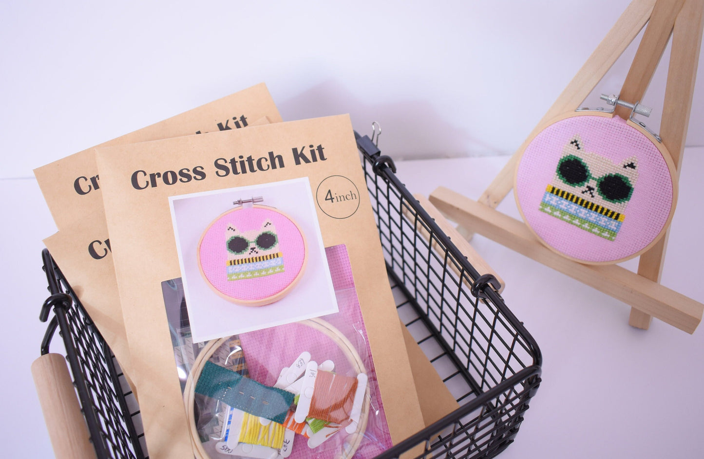 Cute Cat Cross Stitch Kit, Cat Embroidery Kit, Cat Craft DIY Kit, Cat Lover Gifts, Easy Cross Stitch kit