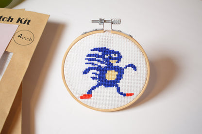 Funny Cross Stitch Pattern, Ugly Sonic Sanic Embroidery pattern, Nerdy Cross Stitch Pattern, mini stitch pattern