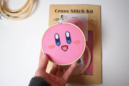 Kirby Cross Stitch Pattern, Kirby Embroidery Design, Pink Cute Kirby Digital Pattern for Instant Download