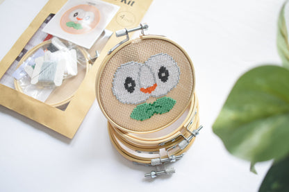 Pokemon Rowlet Cross Stitch Pattern, Rowlet Embroidery Digital Pattern, Pokemon Easy Cute Pattern Instant download