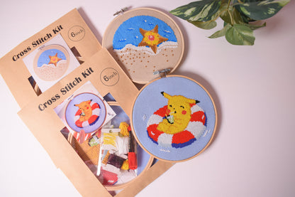 Pokemon Cross Stitch Kits (2 pack), Pokémon Embroidery Patterns, Pikachu and Staryu Set. Pokémon Gifts