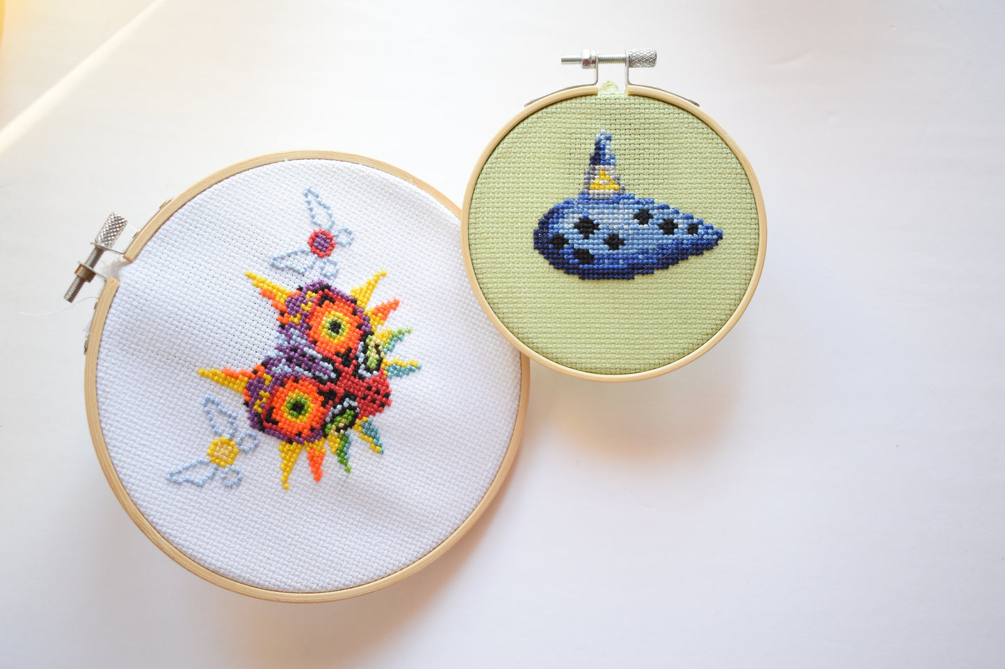 Legend of Zelda Cross Stitch Kits (2pack), Majora's Mask and Ocarina Cross Stitch Kit (6inch and 4inch)