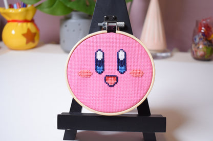 Kirby Cross Stitch Pattern, Kirby Embroidery Design, Pink Cute Kirby Digital Pattern for Instant Download