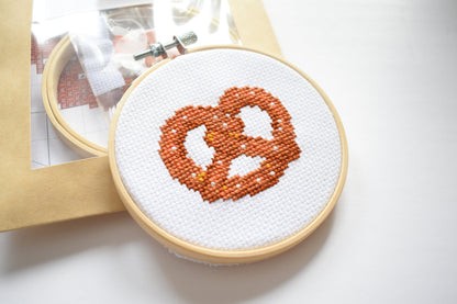 Pretzel Cross Stitch Pattern, Cozy Food Cross Stitch Pattern, Mini Cross Stitch Digital Pattern for Instant Download