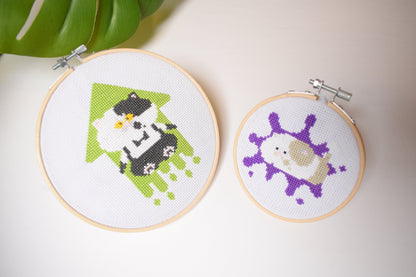 Splatoon Cross Stitch Duo Kits (2pack), Splatoon Lil Judd and large Judd Counted Cross Stitch, Splatoon Gifts
