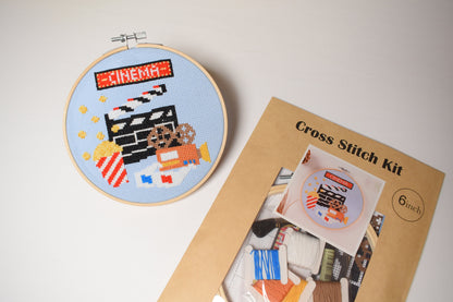 Movie Theater Beginner Friendly DIY Cross Stitch Kit