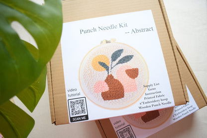 Beginner Friendly Punch Needle Full Kit, Punch Needle Craft Gift, DIY Starter Rug Hooking Kit(video tutorial included), Punch Needle Gift