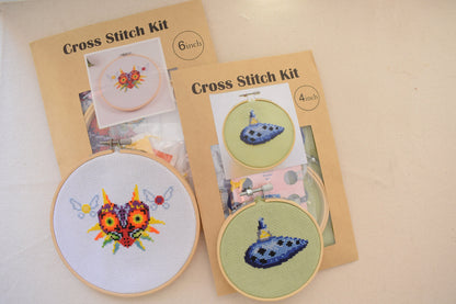 Legend of Zelda Cross Stitch Kits (2pack), Majora's Mask and Ocarina Cross Stitch Kit (6inch and 4inch)