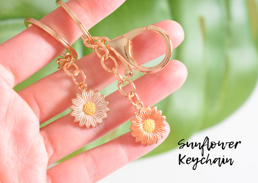 Daisy Keychain, Sunflower Keychain Clasp, Sunflower Enamel Keychain Supply