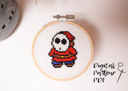 Shy guy cross stitch digital pattern 3 inch mini pattern