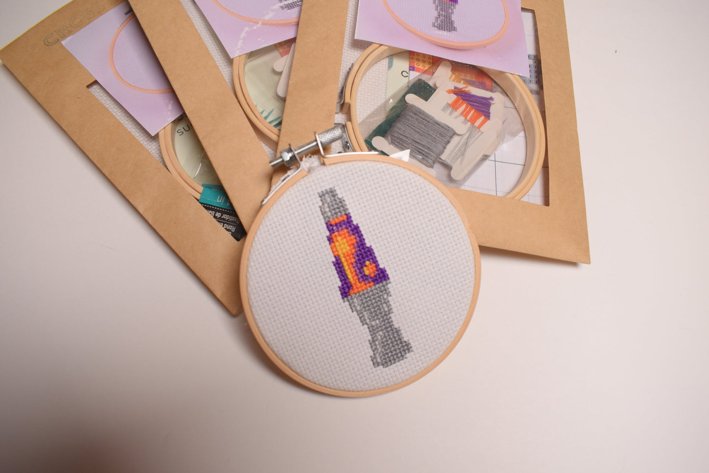 Beginner Friendly DIY Lava lamp Cross Stitch Kit, Purple Lava Embroidery Beginner Kit,