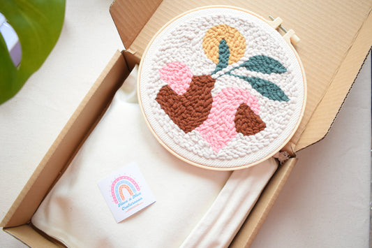 Beginner Friendly Punch Needle Full Kit, Punch Needle Craft Gift, DIY Starter Rug Hooking Kit(video tutorial included), Punch Needle Gift