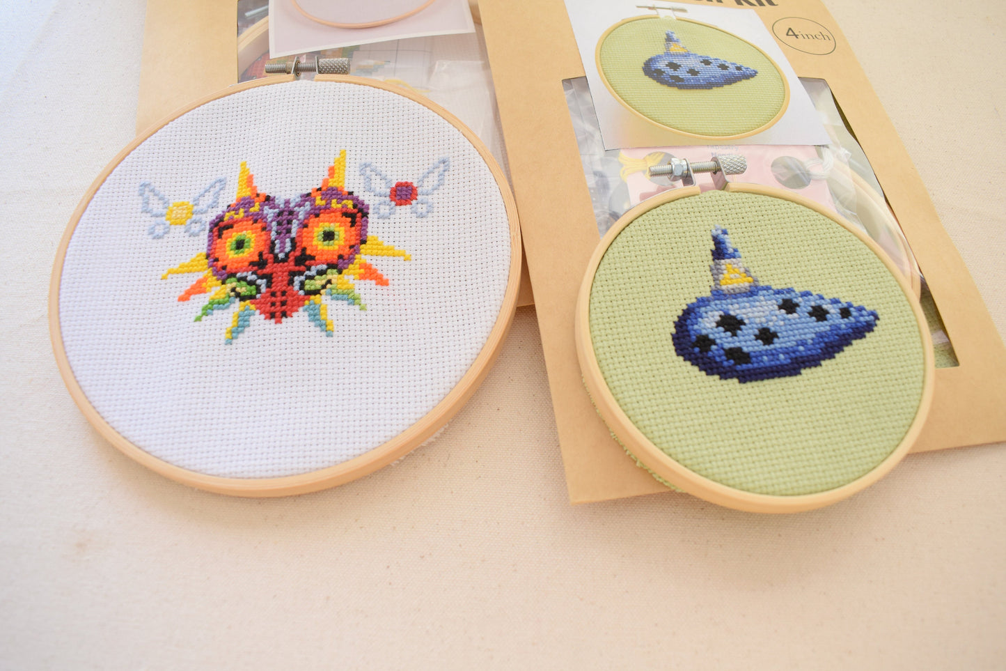 Legend of Zelda Cross Stitch Kits (2pack), Majora's Mask and Ocarina Cross Stitch Kit (6inch and 4inch)
