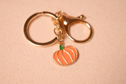 Halloween Pumpkin Enamel Keychain, sparkling gold pumpkin Keychain Clasp, Keychain Ring Supply