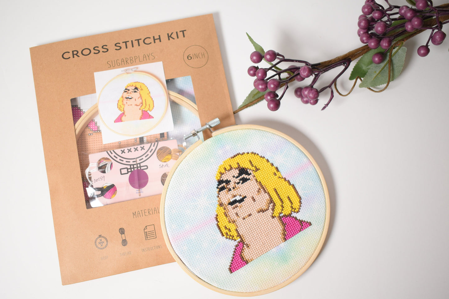Nerdy Counted Cross Stitch Kits, Skeletor and He-Man Embroidery kits pack, Retro Comic Pattern, Superhero Masters of the Universe Gifts