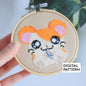 Hamtaro Digital Cross Stitch Pattern for 4inch hoop, Instant download Hamtaro PDF.