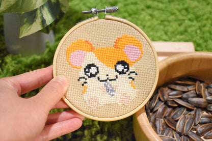 Hamtaro Digital Cross Stitch Pattern for 4inch hoop, Instant download Hamtaro PDF.