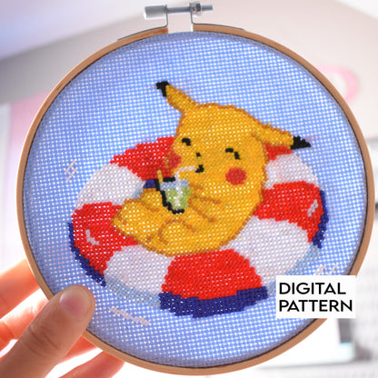 Pokemon Pikachu Cross Stitch Pattern, Pikachu Pattern digital download, Pokémon Embroidery Pattern, Pokémon gifts