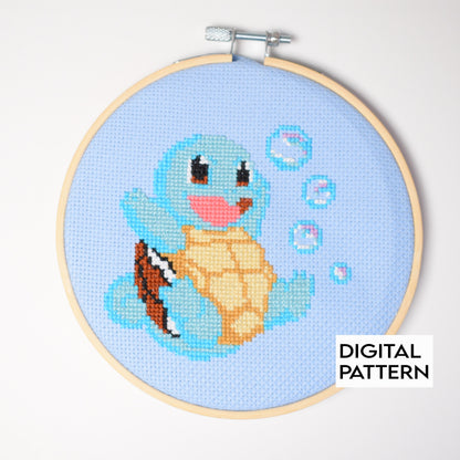 Pokemon Cross Stitch Pattern Download, Squirtle Embrodiery Pattern, Squirtle Instant download, Pokemon craft pattern