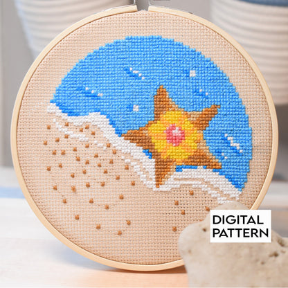 Staryu Pokemon Cross Stitch Pattern, Pokémon Staryu Instant Digital Download, Staryu embroidery pattern, craft sewing pattern