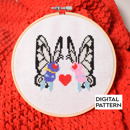 Butterfree Pokemon Cross Stitch Digital Pattern for Instant Download, Butterfly counted cross stitch kit, Valentines Day Cross Stitch